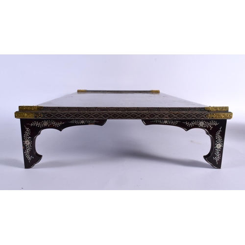 326 - A FINE 18TH/19TH CENTURY JAPANESE EDO PERIOD BLACK LACQUER TABLE decorated with mother of pearl and ... 