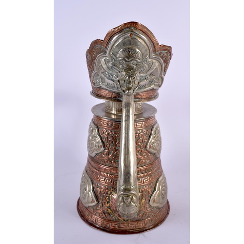 333 - A LARGE 19TH CENTURY CHINESE TIBETAN MIXED METAL MONKS CAP EWER decorated with dragons and foliage. ... 