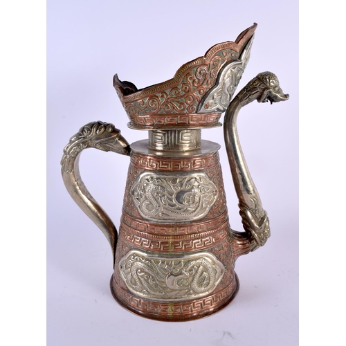 333 - A LARGE 19TH CENTURY CHINESE TIBETAN MIXED METAL MONKS CAP EWER decorated with dragons and foliage. ... 