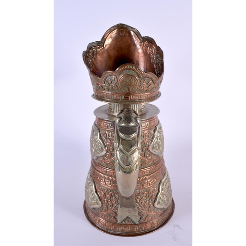 333 - A LARGE 19TH CENTURY CHINESE TIBETAN MIXED METAL MONKS CAP EWER decorated with dragons and foliage. ... 