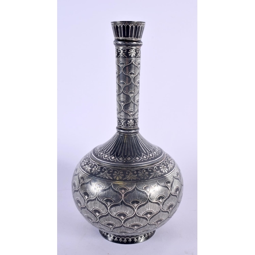 358 - A FINE 19TH CENTURY MIDDLE EASTERN SILVER INLAID BIDRI WARE VASE of bulbous form, decorated with flo... 