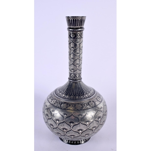 358 - A FINE 19TH CENTURY MIDDLE EASTERN SILVER INLAID BIDRI WARE VASE of bulbous form, decorated with flo... 