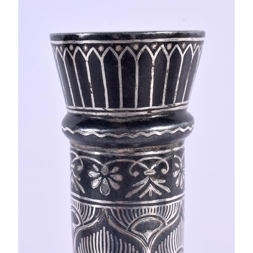 358 - A FINE 19TH CENTURY MIDDLE EASTERN SILVER INLAID BIDRI WARE VASE of bulbous form, decorated with flo... 