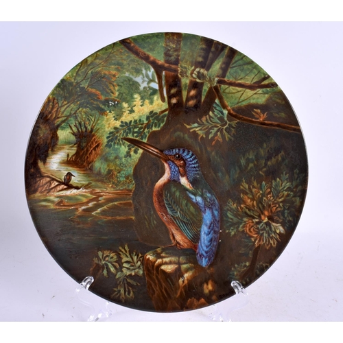 36 - AN EARLY 19TH CENTURY COALPORT PORCELAIN DISH together with an English Kingfisher cabinet plate. Lar... 