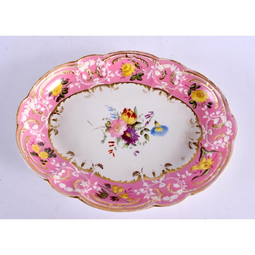 36 - AN EARLY 19TH CENTURY COALPORT PORCELAIN DISH together with an English Kingfisher cabinet plate. Lar... 