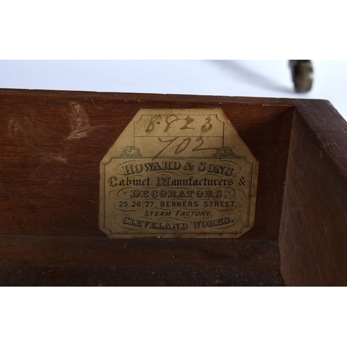 370 - AN UNUSUAL ANTIQUE HOWARD & SONS CANTERBURY bearing stamps to casters, original label to base and in... 