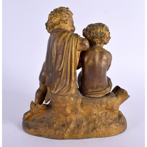 387 - A 19TH CENTURY FRENCH CLASSICAL FIGURAL PUTTI GROUP probably bronze, modelled as figures playing pip... 