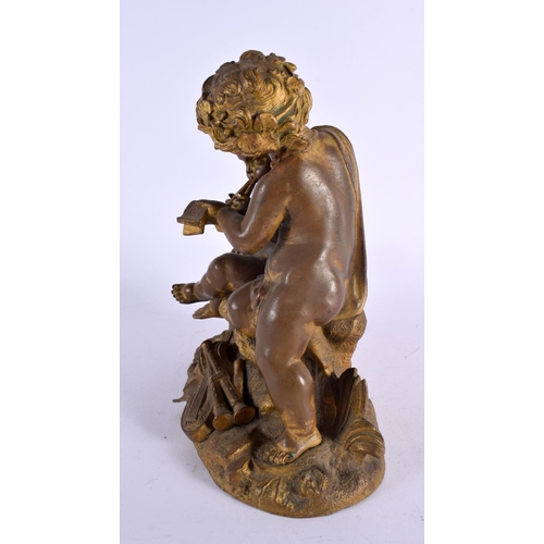 387 - A 19TH CENTURY FRENCH CLASSICAL FIGURAL PUTTI GROUP probably bronze, modelled as figures playing pip... 