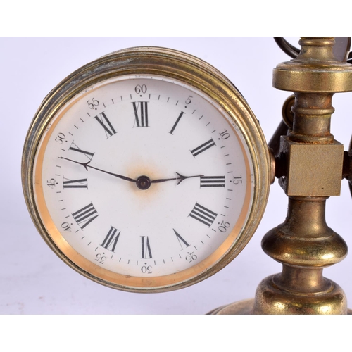 399 - AN UNUSUAL 19TH CENTURY ENGLISH INDUSTRIAL STYLE ROTATING DESK CLOCK with barometer and thermometer.... 