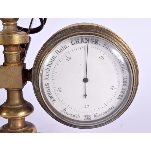 399 - AN UNUSUAL 19TH CENTURY ENGLISH INDUSTRIAL STYLE ROTATING DESK CLOCK with barometer and thermometer.... 