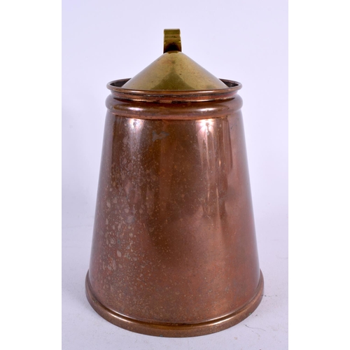 402 - AN ARTS AND CRAFTS W A S BENSON COPPER TANKARD. 17 cm high.