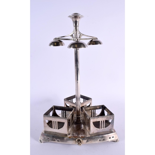 408 - A LARGE SECCIONIST MOVEMENT WMF SILVER PLATED TANTALUS of stylised form. 40 cm x 20 cm.