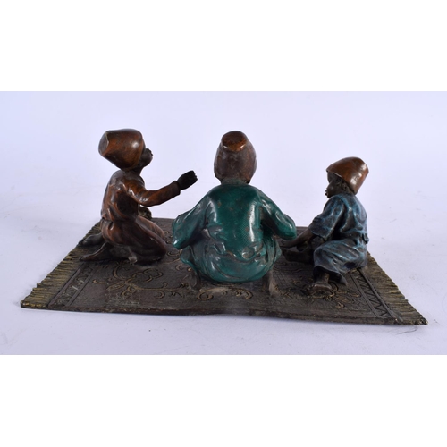 423 - A CONTEMPORARY COLD PAINTED BRONZE FIGURAL GROUP depicting children playing dice. 20 cm x 14 cm.