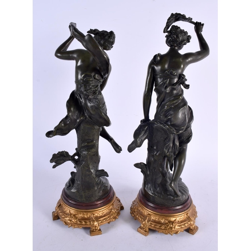 433 - A PAIR OF LATE 19TH CENTURY FRENCH SPELTER FIGURES After Ferrand, upon marble and gilt metal bases. ... 