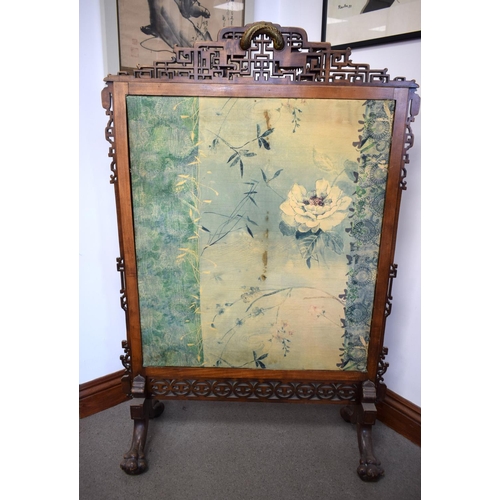 443 - A RARE 19TH CENTURY FRENCH AESTHETIC MOVEMENT FIRE SCREEN Attributed to Gabrial Viardot. 118 cm x 65... 