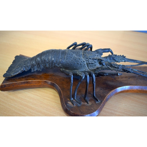 444 - AN UNUSUAL LARGE 19TH CENTURY JAPANESE MEIJI PERIOD BRONZE OKIMONO modelled as a roaming lobster. 46... 