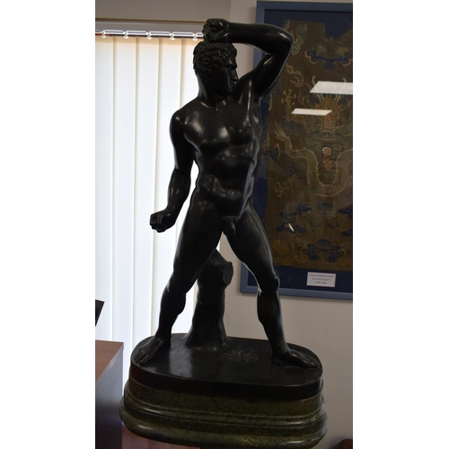 445 - A RARE VERY LARGE PAIR OF 19TH CENTURY ITALIAN GRAND TOUR BRONZE FIGURES OF THE PUGILISTS After Anto... 