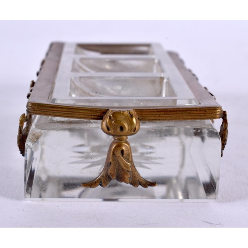 448 - AN ANTIQUE FRENCH CRYSTAL GLASS STAMP HOLDER. 10 cm x 7.5 cm.