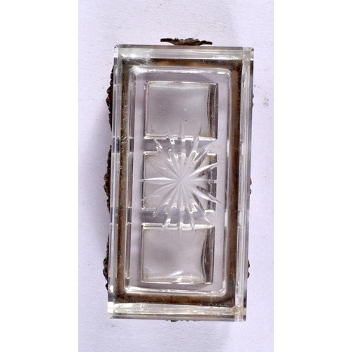 448 - AN ANTIQUE FRENCH CRYSTAL GLASS STAMP HOLDER. 10 cm x 7.5 cm.