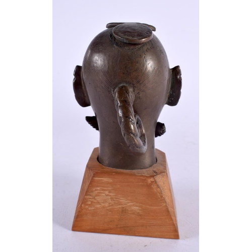 449 - A 19TH CENTURY INDIAN BRONZE HINDU BUST OF A MALE. 15 cm x 6 cm.