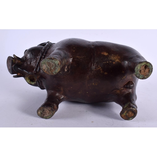 456 - A LARGE 19TH ENTURY AFRICAN BRONZE FIGURE OF A WILD BOAR. 27 cm x 18 cm.