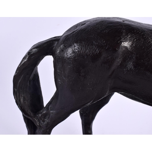 458 - A CONTEMPORARY BRONZE FIGURE OF A HORSE. 24 cm x 24 cm.