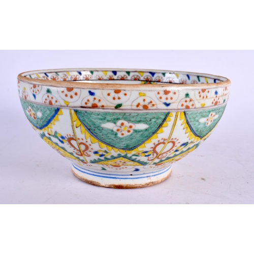 459 - A RARE MIDDLE EASTERN TURKISH KUTAHYA POTTERY BOWL painted with motifs. 18 cm diameter.