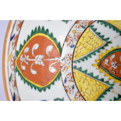 459 - A RARE MIDDLE EASTERN TURKISH KUTAHYA POTTERY BOWL painted with motifs. 18 cm diameter.