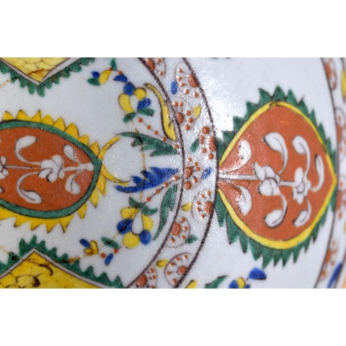 459 - A RARE MIDDLE EASTERN TURKISH KUTAHYA POTTERY BOWL painted with motifs. 18 cm diameter.