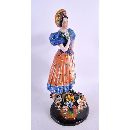 46 - A LARGE 1950S ITALIAN CERAMIC FIGURE OF A STANDING FEMALE in the manner of Lenci. 34 cm x 13 cm.