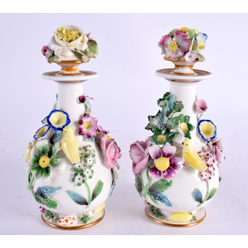 49 - A RARE PAIR OF EARLY 19TH CENTURY SPODE PORCELAIN SCENT BOTTLES AND STOPPERS Pattern 4650, overlaid ... 