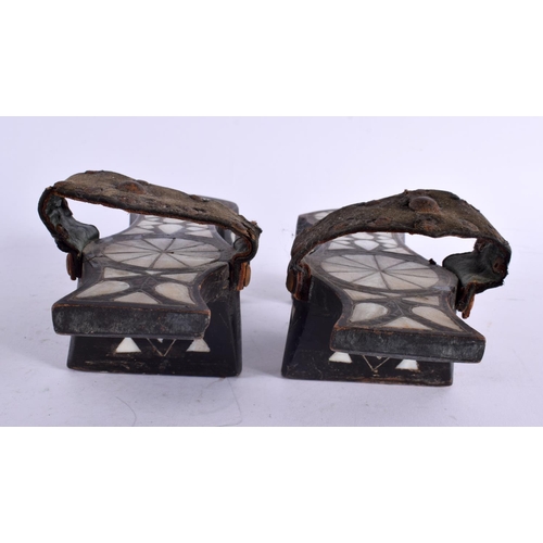 521 - A PAIR OF 19TH CENTURY TURKISH OTTOMAN BATH SHOES. 24 cm x 7 cm.