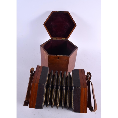 531 - AN ANTIQUE TWENTY ONE BUTTON LACHENAL CONCERTINA. 17 cm x 17 cm closed.