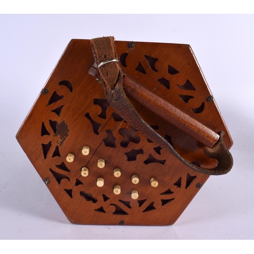 531 - AN ANTIQUE TWENTY ONE BUTTON LACHENAL CONCERTINA. 17 cm x 17 cm closed.