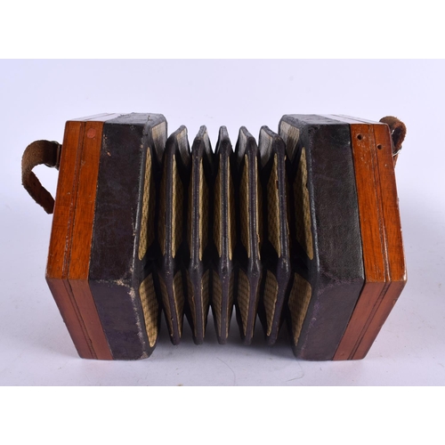 531 - AN ANTIQUE TWENTY ONE BUTTON LACHENAL CONCERTINA. 17 cm x 17 cm closed.