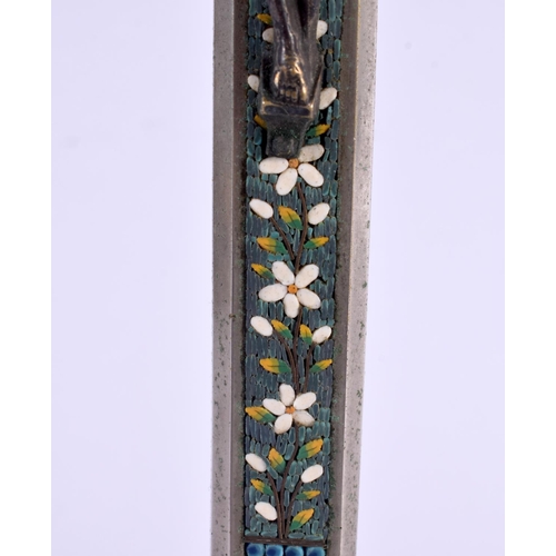 537 - A 19TH CENTURY ITALIAN MICRO MOSAIC SILVER PLATED CORPUS CHRISTI. 28 cm x 9 cm.