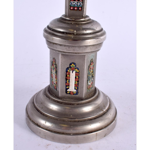 537 - A 19TH CENTURY ITALIAN MICRO MOSAIC SILVER PLATED CORPUS CHRISTI. 28 cm x 9 cm.