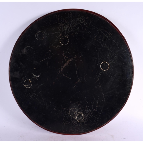 571 - A LARGE 19TH CENTURY EUROPEAN TOLEWARE PAINTED TRAY decorated with flowers. 50 cm diameter.