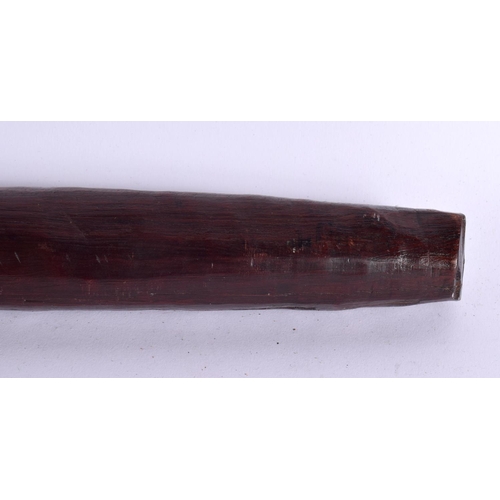 580 - AN UNUSUAL 19TH CENTURY POLYNESIAN MAORI CARVED WOOD AND STONE TRIBAL CLUB. 70 cm long.