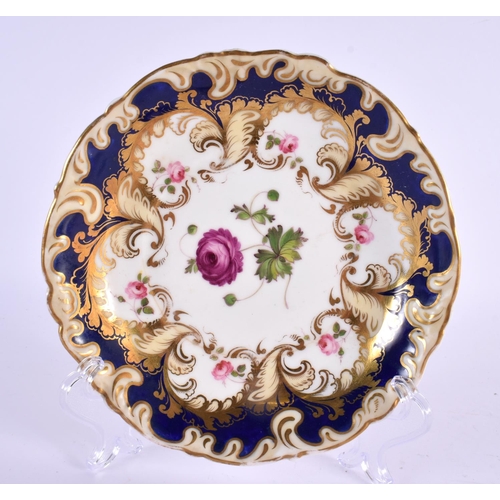 60 - A MID 19TH CENTURY COALPORT PORCELAIN BOTANICAL TRIO by Stephen Lawrence, No 4/412. 13 cm diameter. ... 