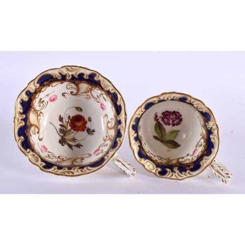 60 - A MID 19TH CENTURY COALPORT PORCELAIN BOTANICAL TRIO by Stephen Lawrence, No 4/412. 13 cm diameter. ... 