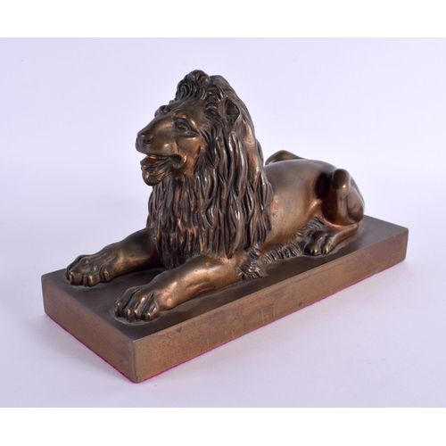 618 - European School (C1900) Bronze, recumbant lion. 24 cm x 14 cm.