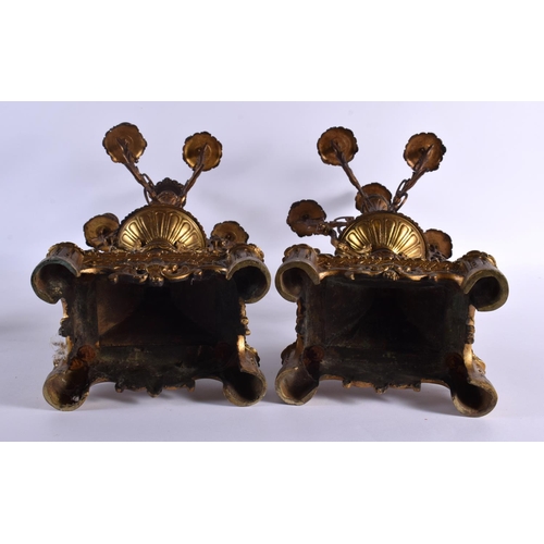 619 - A LARGE PAIR OF 19TH CENTURY FRENCH SIX BRANCH CANDLEABREA modelled upon acanthus capped bases. 54 c... 