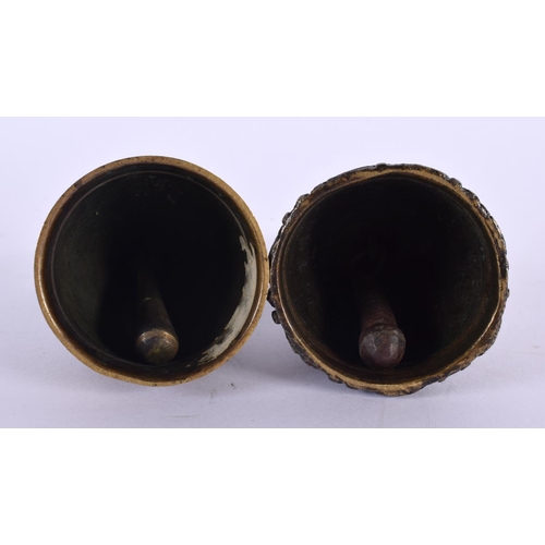 634 - A PAIR OF REGENCY COLD PAINTED BRONZE CHINOSERIE BELLS. Largest 12 cm high. (2)