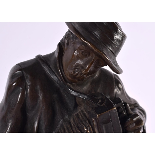 637 - Albert Pommier (C1900) Bronze, Accordion player. 27 cm high.