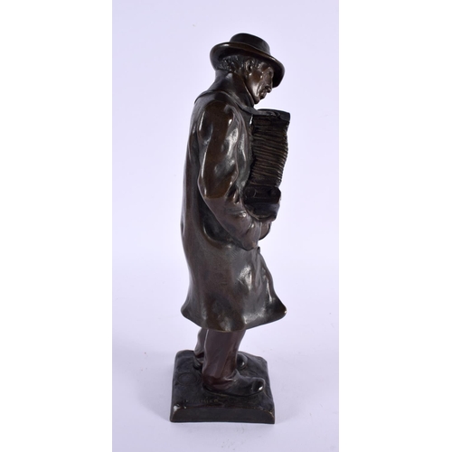 637 - Albert Pommier (C1900) Bronze, Accordion player. 27 cm high.