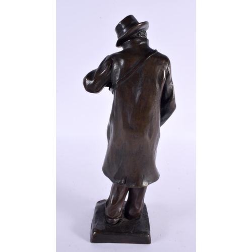 637 - Albert Pommier (C1900) Bronze, Accordion player. 27 cm high.