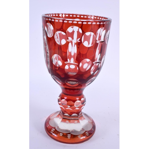 65 - A 19TH CENTURY BOHEMIAN RUBY FLASH GLASS GOBLET. 18 cm x 8 cm.