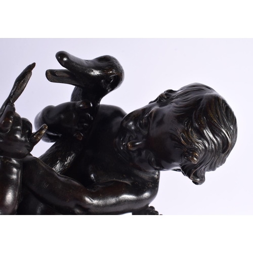 656 - A LARGE 19TH CENTURY FRENCH BRONZE BUST OF WRESTLING PUTTI together with a large enamelled French ur... 