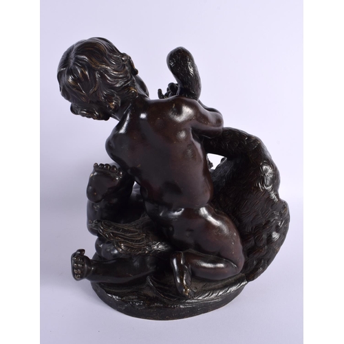 656 - A LARGE 19TH CENTURY FRENCH BRONZE BUST OF WRESTLING PUTTI together with a large enamelled French ur... 